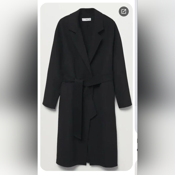 Mango Handmade Wool Blend Black Wrap Coat - Picture 9 of 16